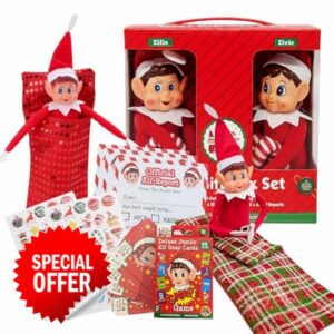 Topline Elves Behaving Badly Christmas Eve Box - Naughty Elf Gift Box of 2x12'' Girls & Boy Soft Toy