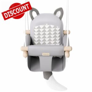 LADIDA Wooden Baby Swing with Soft Safety Belt