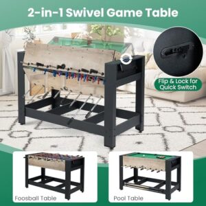 122 cm Reversible Football & Pool Combo Table with 2 Foosballs