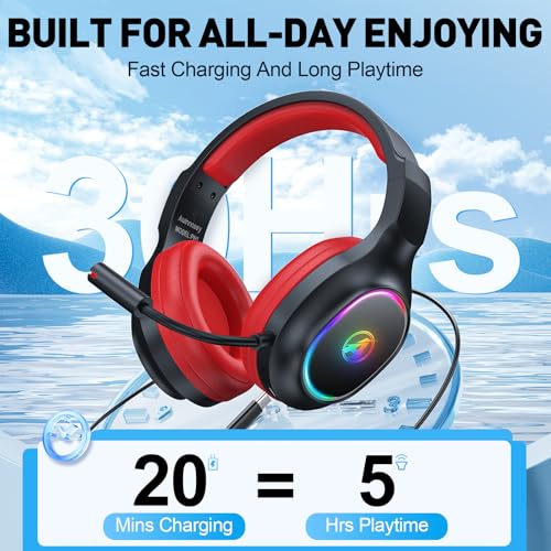 Noise Cancelling Wireless Headphones with Removable Microphone for PC