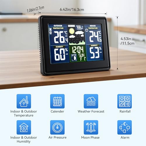 Professional Weather Station with Outdoor Sensor and Display Console for Home