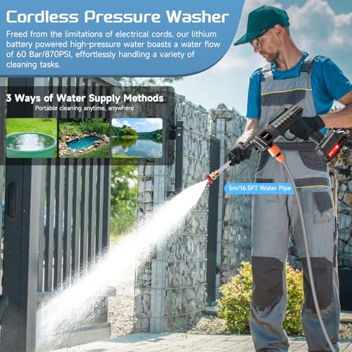 60Bar/870 PSI cordless power washer with 2 Battery