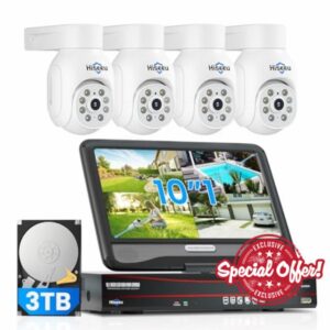 Hiseeu【5MP+PTZ】5MP 8CH NVR POE CCTV Security Camera System with 30M Color Night Vision