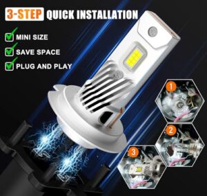 Tooomplus 60W 25000LM H7 Headlight Bulb with 16 CSP Chips