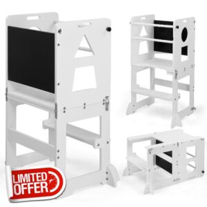 Bonnlo 3-in-1 Foldable Learning Tower with Chalkboard