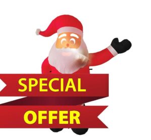 SanTek Claus Inflatable Talking Animated 7 Foot Santa Claus with Built in Projector & Speaker Plug'n Play for Outdoor Use