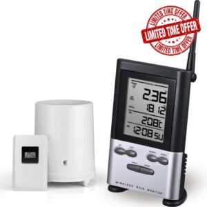 Wireless Rain Gauge Outdoor with Thermometer