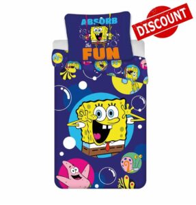 SpongeBob SquarePants Bedding Set 100% Cotton | Kids Single Size Duvet Cover 140x200 cm + Pillowcase 60x65 cm | “Absorb the Fun” Design | Soft