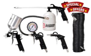 Gravity Spray Gun Kit – 5 Piece Air Tool Set with Tyre Inflator