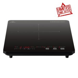 Cookology CIPH28SZ Portable Induction Hob - 2100W Single Zone - 6 Smart Cooking Modes - Touch Control & Adjustable Power 120–2100W - Auto Shut-Off & Smart Pan Detection - Perfect for Travelling