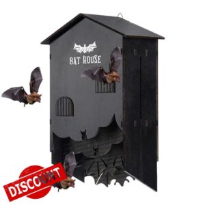 Bat House | Wooden Bat Nest Habitat | Three Chamber Wall Mount Shelter Houses Box for Garden Backyards Outdoor Halloween Decoratio