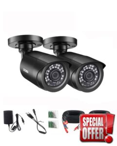 ZOSI 2 Pack 1080P Security Camera Outdoor with 80ft Night Vision