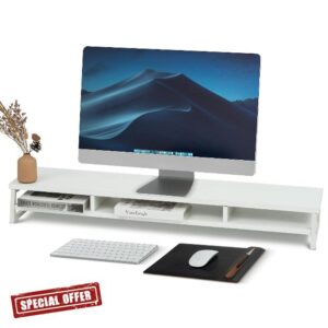 Lumibric 108cm Large Dual Monitor Stand Riser with Storage Shelf