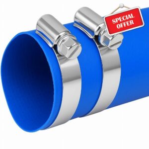 38mm (1½") Diameter Layflat Discharge Hose Pipe Compatible with Submersible Water Pump – Blue PVC Reinforced with Polyester– Includes 2 Clips 20 Metre (65.6ft)            [Energy Class A]