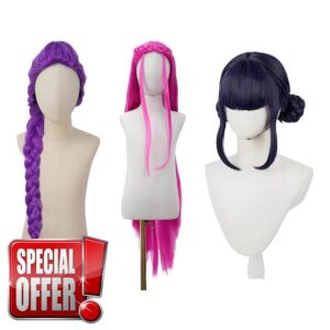 Rum-i Purple Wig with Thick Braid - Kpo-p Demons Hunters Zoe Wig for Stage