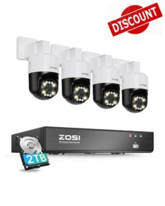 ZOSI 4K Pan/Tilt PoE CCTV Camera System with Person/Vehicle/Pets Detection