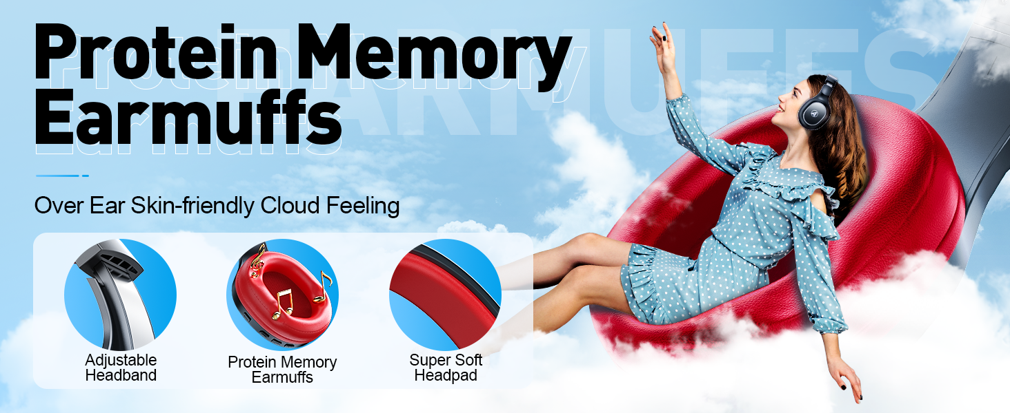 Over-ear headphones with red and black design, featuring RGB lighting. Shown on a blue-tinted surface with tech accessories.