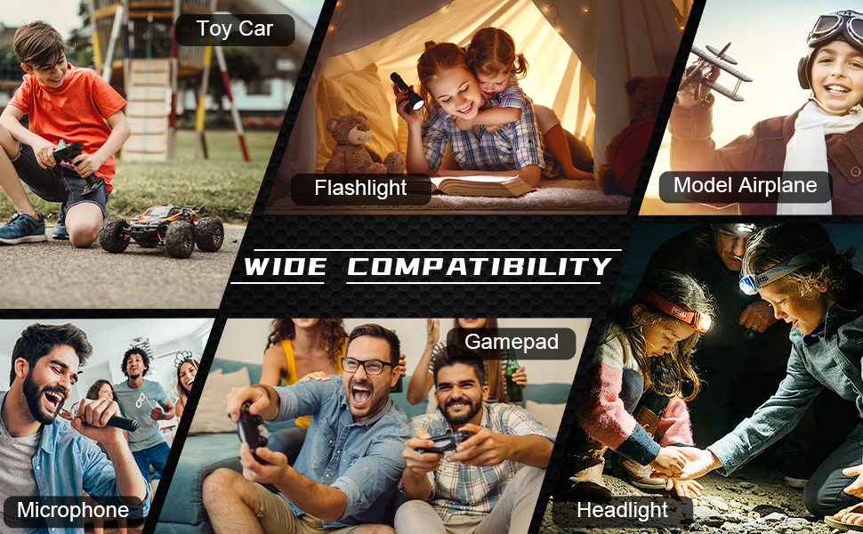 Text reads 'WIDE COMPATIBILITY'. Collection of outdoor activity images showing people engaged in various recreational activities.