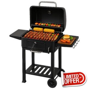 Large BBQ Charcoal Grill Outdoor: Barbecue and Smokers Barrel Oil Drum Grill for Garden Backyard Cooking