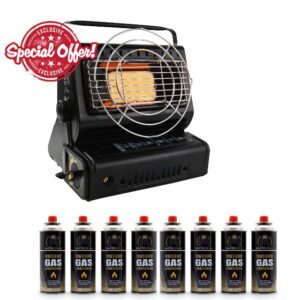 Portable Gas Heater with 8 Butane Gas Canisters – Outdoor Camping Heater with Refill Gas Cartridges (9
