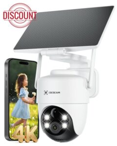 COCOCAM 4K 8MP Security Camera Outdoor Wireless WiFi with 5W Adjustable Solar Panel