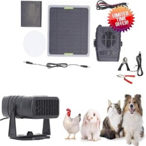 Solar Powered Heater 20W Portable Solar Heating Unit for Chicken Coop Greenhouse Pet House with Overheat Protection Solar Heater for Shed Animal Shelter Indoor Outdoor Use (20W)