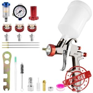 R500 LVLP Air Spray Gun Car Paint Sprayer with 1.3/1.5/1.7mm Nozzles & Air Regulator Automotive R500 Paint Gun Sprayer for House Painting