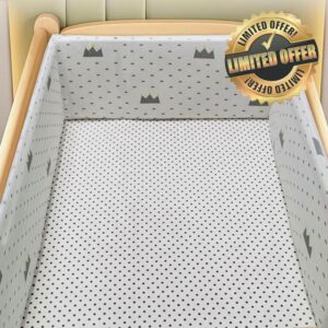 RZYW Headboard Padded Breathable Cot Bumper Bed Rail for Baby Breathable Crib Cot Protector Bumper All Round Bed Side Rails for Children