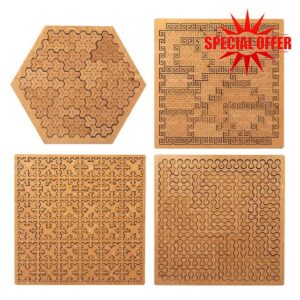 Fractal Tray Puzzles for Adults: Mind-Bending Wooden Jigsaw Puzzle with Frame | Unique Irregular Labyrinth Design | Challenging Reverse Thinking Game for Brain Training & Stress Relief (E)