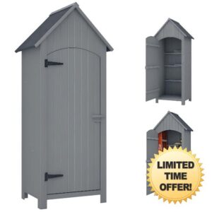 Outsunny Wooden Garden Storage Shed with 3 Shelves