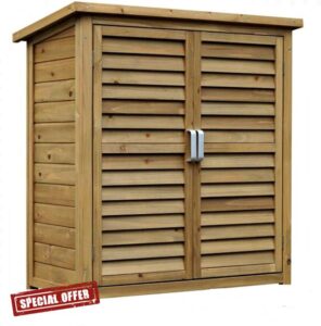 HYGRAD® Garden Shed Wooden Garden Storage Shed 2 Door Unit Solid Wood Garage Cupboard Weatherproof Utility Storage Tool Organisation Cabinet (Large)