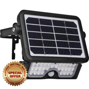 Luceco Solar Powered LED Outdoor Floodlight with PIR Motion Sensor