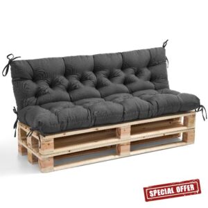 Outdoor Bench Cushion Set (2/3/4 Seater) - Waterproof Garden Seat Cushions with Backrest
