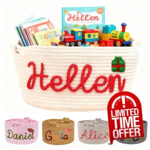 Personalised Kids Woven Storage Basket with Name