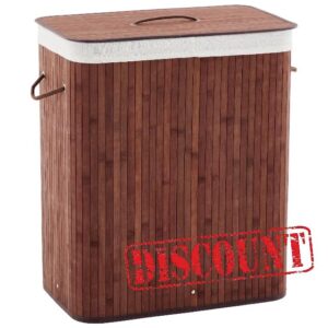 106L Bamboo Laundry Hamper with Dual Compartments