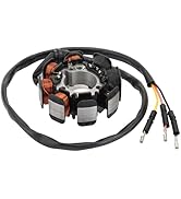 Detailed view of an electric motor stator with copper windings, showing connection points and multiple coil arrangements in circular formation.