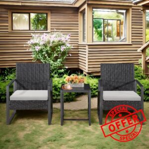 COSMO BUY 3-Piece Outdoor Garden Patio Bistro Chairs with Coffee Table