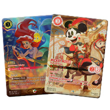 Three colorful game or activity cards laid out showing cartoon-style illustrations