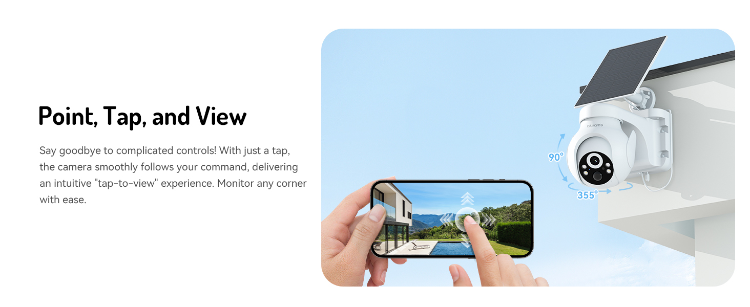 Text reads 'Point, Tap, and View'. Instruction panels showing hands interacting with mobile device and mounting process.