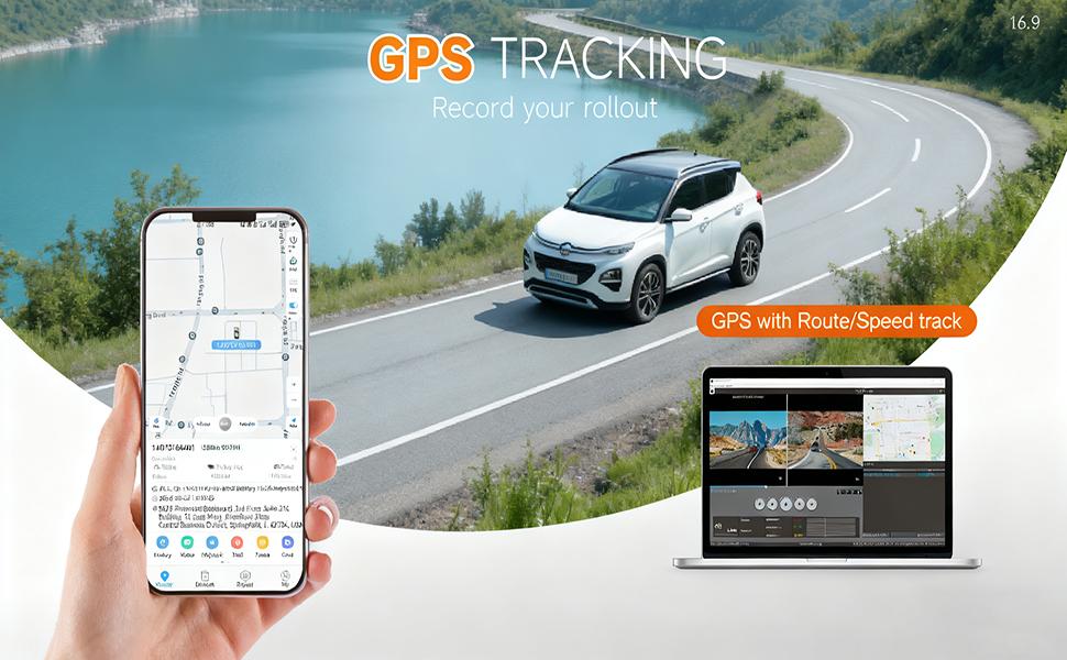 Text reads '4K DUAL CHANNEL RECORDING'. Dashboard camera interface showing split-screen road view with temperature range indicators from -20°C to 80°C.