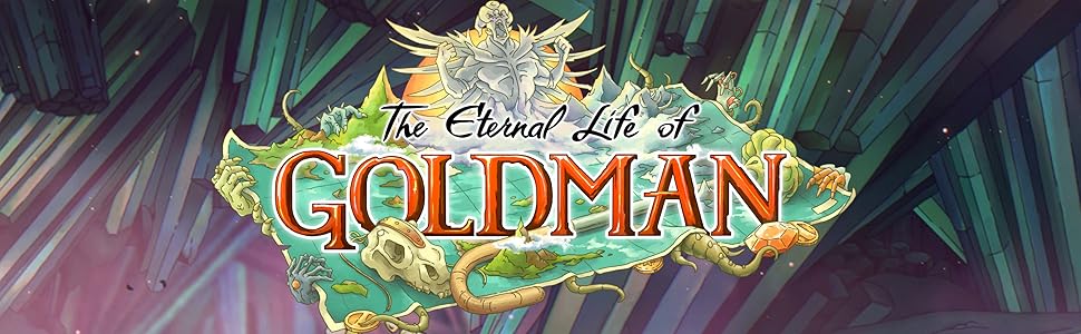 A map of mythology and the logo of The eternal life of Goldman in the middle