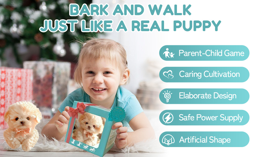 Text reads 'REALISTIC APPEARANCE AND SOFT TOUCH'. Multiple images showing interactive play scenarios with what appears to be a toy or educational product.