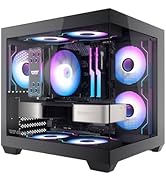 darkFlash MATX Gaming PC Case with Screen, Three Side Glass Micro-ATX Case, Curved Full View Dual...