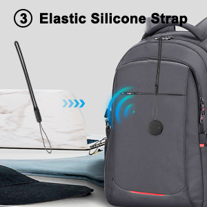 Text reads 'Key-Chain Case'. Illustration demonstrating black keychain case attachment process with brown leather strap, shown in multiple stages with directional arrows.