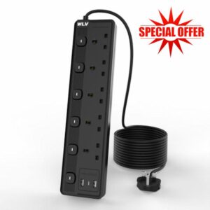 WLV 3M 5 Gang Extension Lead with 3 USB Slots