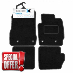 Tailored Carpet Car Mats Compatible With Mazda 2 2007 to 2015 – 4 Piece Set with 4 Clips – Custom Fit Floor Mats – Anti-Slip Backing – Heel Pad – Black Carpet – Easy Clea