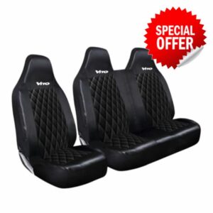 FOR MERCEDES VITO- PREMIUM QUILTED BLACK LEATHER FRONT DRIVER & PASSENGER SEAT COVERS SET HEAVY DUTY WATERPROOF SEAT PROTECTORS 2+1 SINGLE + DOUBLE 956