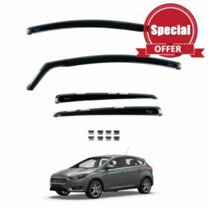 Team HEKO Wind Deflectors Ford Focus 2011-2019 MK3 - 5 Door Compatible Front Rear Set of Window Deflectors Accessories UV Scratch Resistant Acrylic In-Channel Fitting Air Ventilation Rain Protectio