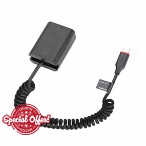King Ma NP-FW50 Dummy Battery Decoded NP-FW50 Battery Replacement with Type-C PD/QC Spring Power Adapter Cable for Sony A7/ A7M2/ A7R2/ A7S2/ A6000/ A6300/A6500/ A5000/ A5100 Cameras