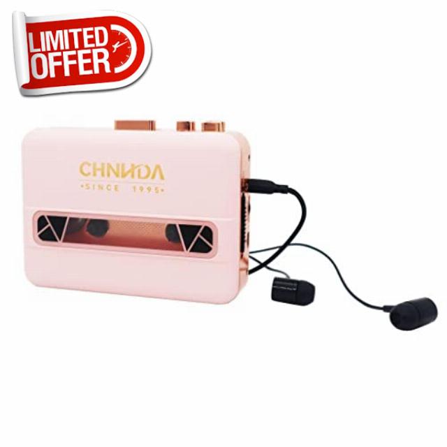 Class Walkman Portable Retro Cassette Player With Built In Speaker Pink/Gold C15